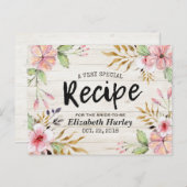 Brautparty Rezept Wasserfarbe Blume Rustikales Hol Einladungspostkarte (Vorne/Hinten)