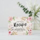 Brautparty Rezept Wasserfarbe Blume Rustikales Hol Einladungspostkarte (Stehend Vorderseite)