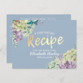 Brautparty Rezept Wasserfarben Sukkuläre Pflanze Einladungspostkarte (Vorne/Hinten)
