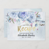 Brautparty Rezept Wasserfarbene Blumen & Federn Einladungspostkarte (Vorne/Hinten)