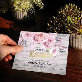 Brautparty Rezept Wasserfarbene Blüten Rustikales  Einladungspostkarte