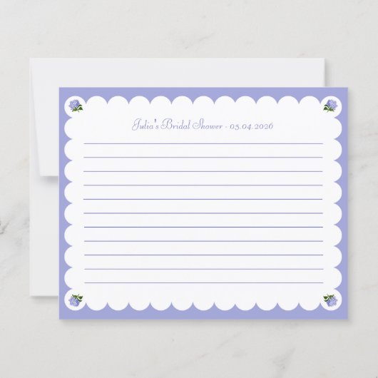 Brautparty Rezeptionskarte Elegante Hydrangea-Brüc (Rückseite)