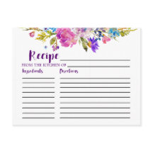 Brautparty Rezeptionskarten für lila und rosa Blum