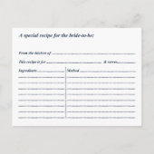 Brautparty-Rezeptionskarten für Navy Stripe Lighth Einladungspostkarte (Rückseite)