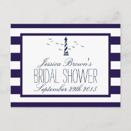 Brautparty-Rezeptionskarten für Navy Stripe Lighth Einladungspostkarte