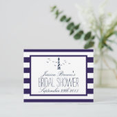 Brautparty-Rezeptionskarten für Navy Stripe Lighth Einladungspostkarte (Stehend Vorderseite)