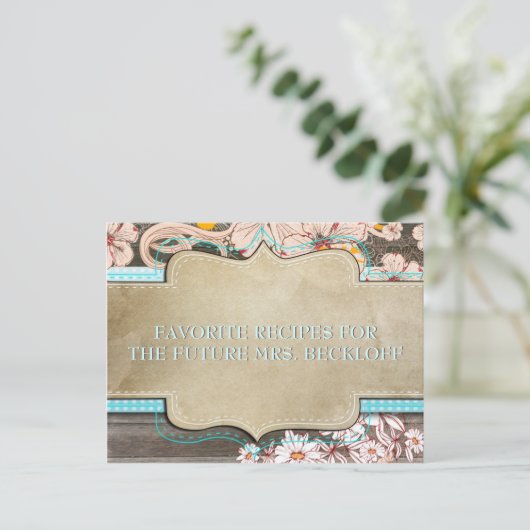 Brautparty Rezeptionskarten - Rustikale Blumen Postkarte (Stehend Vorderseite)