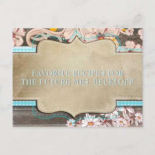 Brautparty Rezeptionskarten - Rustikale Blumen Postkarte (Vorderseite)