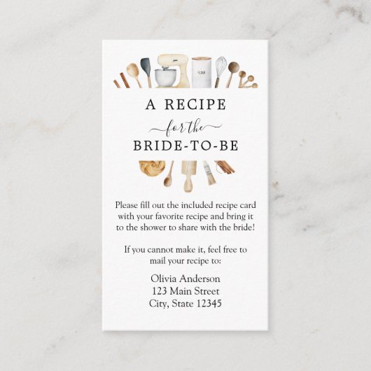 Brautparty Rezeptkarte Begleitkarte (Vorderseite)