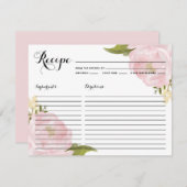 Brautparty Rezeptkarte für Wasserfarben Rosa Peoni (Vorne/Hinten)