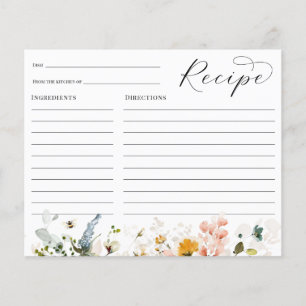 Brautparty-Rezeptkarte mit Biene und Vintage-Blume