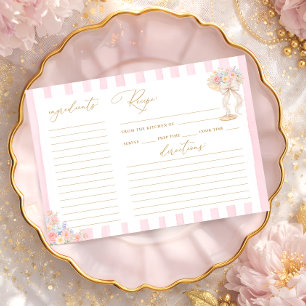 Brautparty-Rezeptkarte mit Blüten und Prosecco
