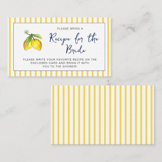 Brautparty-Rezeptorkarte für Zitronen Begleitkarte (Vorne/Hinten)