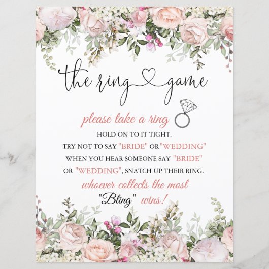 Brautparty Ring Game Instructions Signieren (Vorderseite)