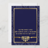 Brautparty Roaring 20er Jahre Art Déco| Blau Einladung (Rückseite)