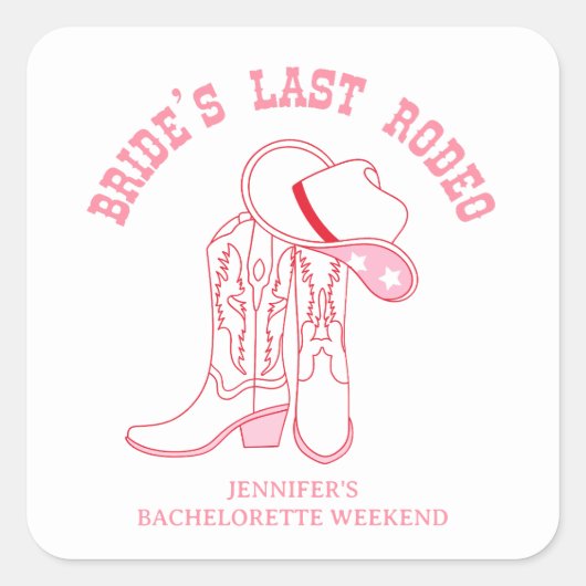Brautparty Rodeo bachelorette Quadratischer Aufkleber (Vorderseite)
