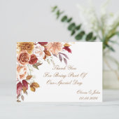 BRAUTPARTY ROMANTISCHE HERBSTFARBEN DANKESKARTE (Stehend Vorderseite)