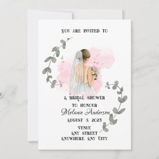 BRAUTPARTY, romantisches Brautthema Einladung (Vorderseite)