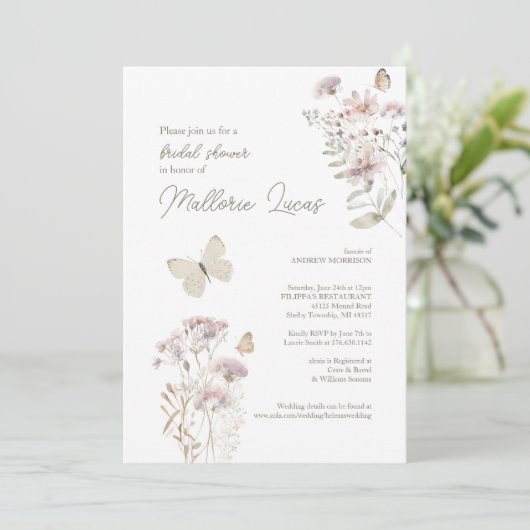 Brautparty | Romantisches weibliches Design Einladung (Stehend Vorderseite)