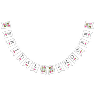 Brautparty Rosa Aqua Blume Hochzeit Wimpelkette