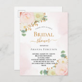 Brautparty Rosa Aquarellblumen Chic Postkarte (Vorne/Hinten)