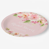 Brautparty Rosa Blume Pappteller (Schrägansicht)