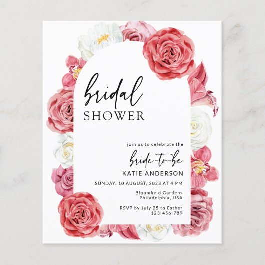 Brautparty Rosa Blumenbogen (Vorderseite)