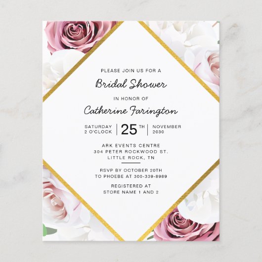 Brautparty Rosa Blumenrahmen (Vorderseite)