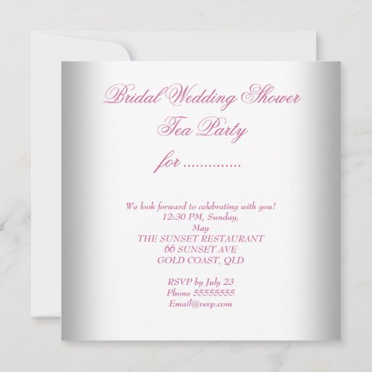 Brautparty Rosa Blumenstrauß Tee Cupcake Party Einladung (Rückseite)