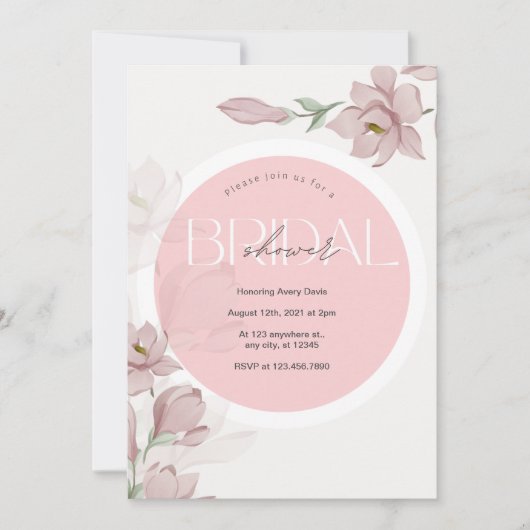 Brautparty rosa Blüte Einladung (Vorderseite)