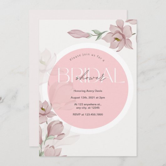 Brautparty rosa Blüte Einladung (Vorne/Hinten)