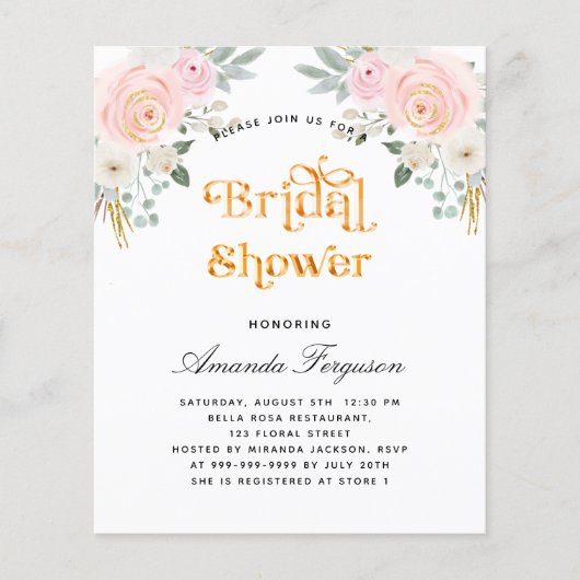 Brautparty Rosa Blütenblättrige Haushaltseinladung Flyer (Vorne)