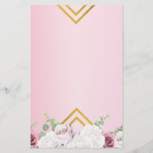 Brautparty Rosa Blütengoldrahmen Einladung Briefpapier (Rückseite)