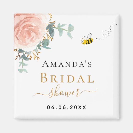 Brautparty Rosa Blütenpflanze Eukalyptus Magnet (Vorne)