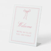 Brautparty "Rosa Bow Coquette" - Begrüßungstabelle Sockelschild (Vorderseite)