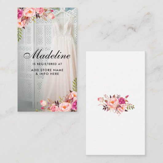 Brautparty Rosa florale Registrierungskarte einfüg Begleitkarte (Vorne/Hinten)