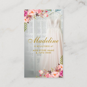 Brautparty Rosa florales Gold Eintragen Begleitkarte