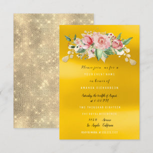 Brautparty Rosa Gemalte Blumen Aquarell Einladung