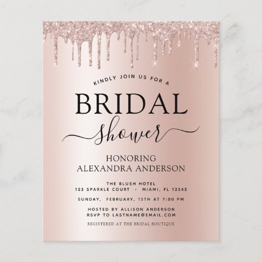 Brautparty Rosa Glitzer Flyer (Vorne)