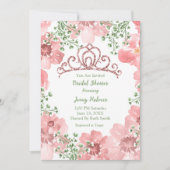 Brautparty Rosa Glitzer Kronen Rose Grüne Einladung (Vorderseite)