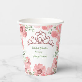 Brautparty Rosa Glitzer Kronen Rose Grüne Pappbecher