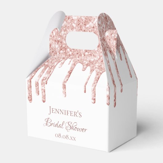 Brautparty Rosa Glitzer Tropfen Geschenkschachtel (Vorderseite)