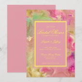 Brautparty, rosa, goldfarben und grün Save the Dat Date (Vorne/Hinten)