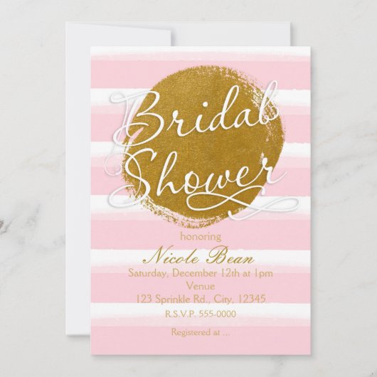 BRAUTPARTY Rosa Goldfolie Wasserfarben Einladung (Vorderseite)