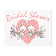 Brautparty Rosa Herz Lovebirds Einladung