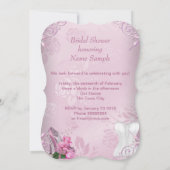 Brautparty Rosa High Heel Floral Damask Einladung (Rückseite)