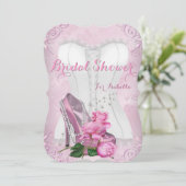 Brautparty Rosa High Heel Floral Damask Einladung (Stehend Vorderseite)