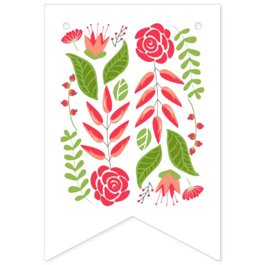 Brautparty-Rosa-Korallen-Blume Hochzeit Wimpelkette (Erste Fahne)