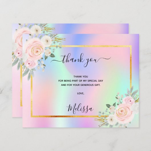 Brautparty rosa lila Foto Blumendanke (Vorne/Hinten)