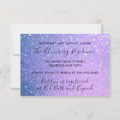 Brautparty Rosa Lila Glitzer Tropischer Ozean1 Einladung (Rückseite)